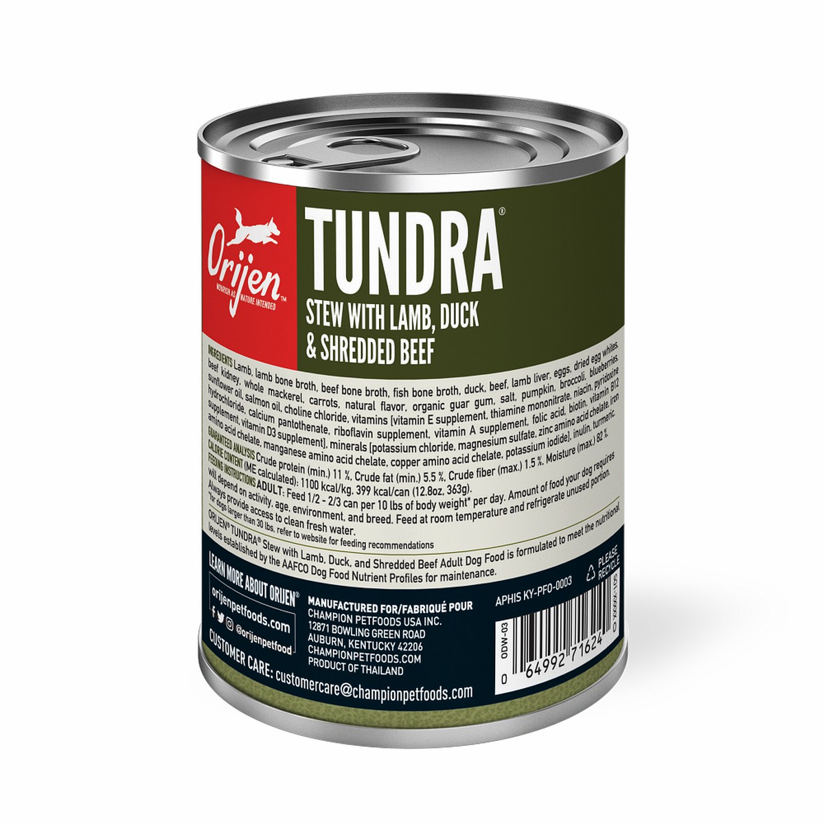 Orijen Tundra Stew Recipe with Shredded Beef, Duck & Lamb Grain Free Wet Dog Food 12.8oz*12 / 363kg | 68794-GMXD